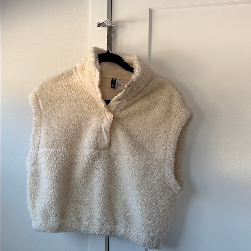 Women's Cream Sherpa Sweater Vest